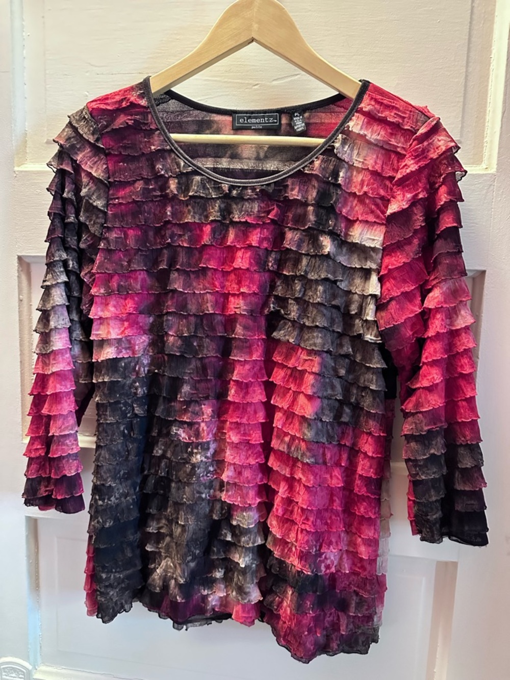 Elementz Pink and Black Layered Ruffle Tunic Top